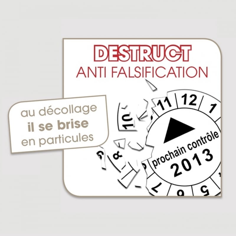 étiquette destruct anti falsification