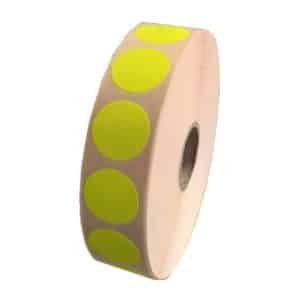 Étiquettes en rouleau rondes vélin 50 mm jaune fluo